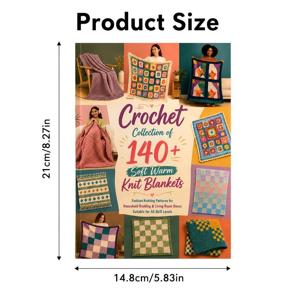 TEMU Crochet Collection Of 140+ Soft Warm Knit Blankets Fashion Knitting Patterns For Household Bedding & Living Room Decor, Suitable For All Skill