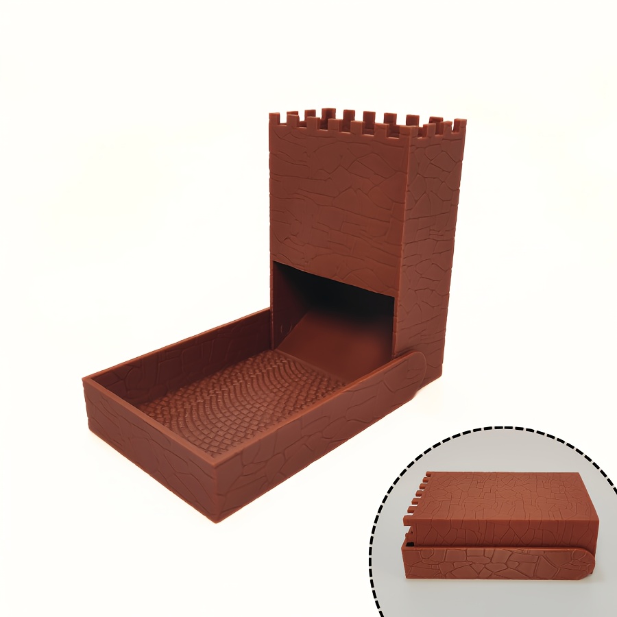 Collapsible Dice Tower Shaped Like a Castle Wall