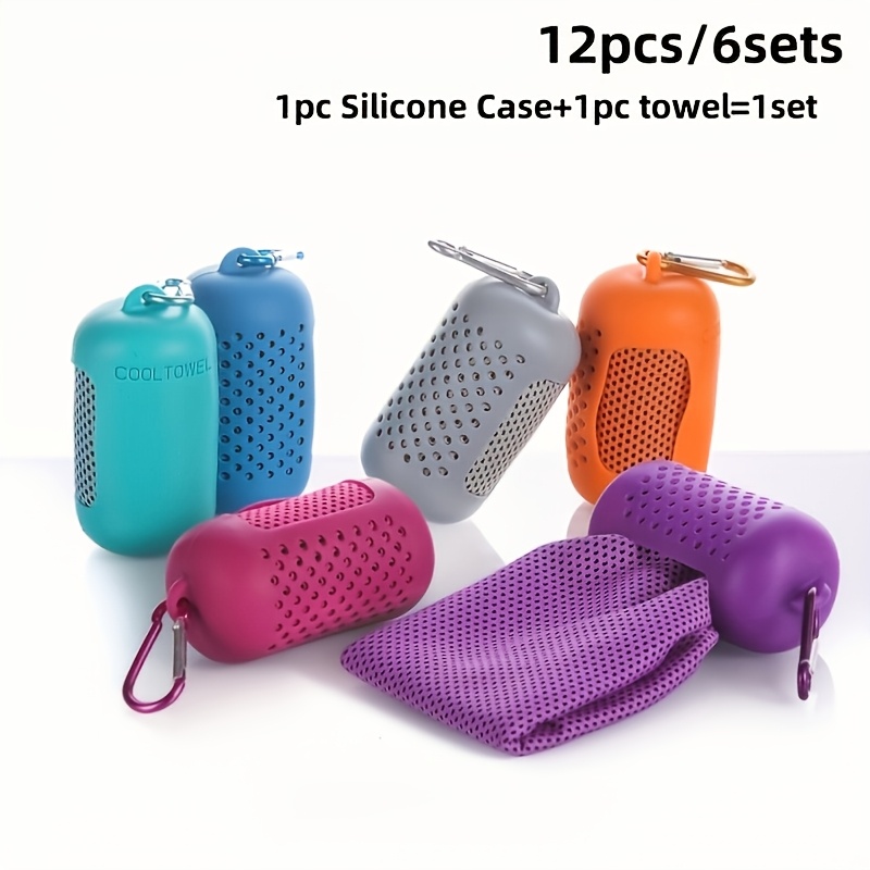 TEMU 12 pièces/6 lots avec sac de rangement en , serviette rafraîchissante en microfibre, serviette de glace de fitness douce et respirante, convient