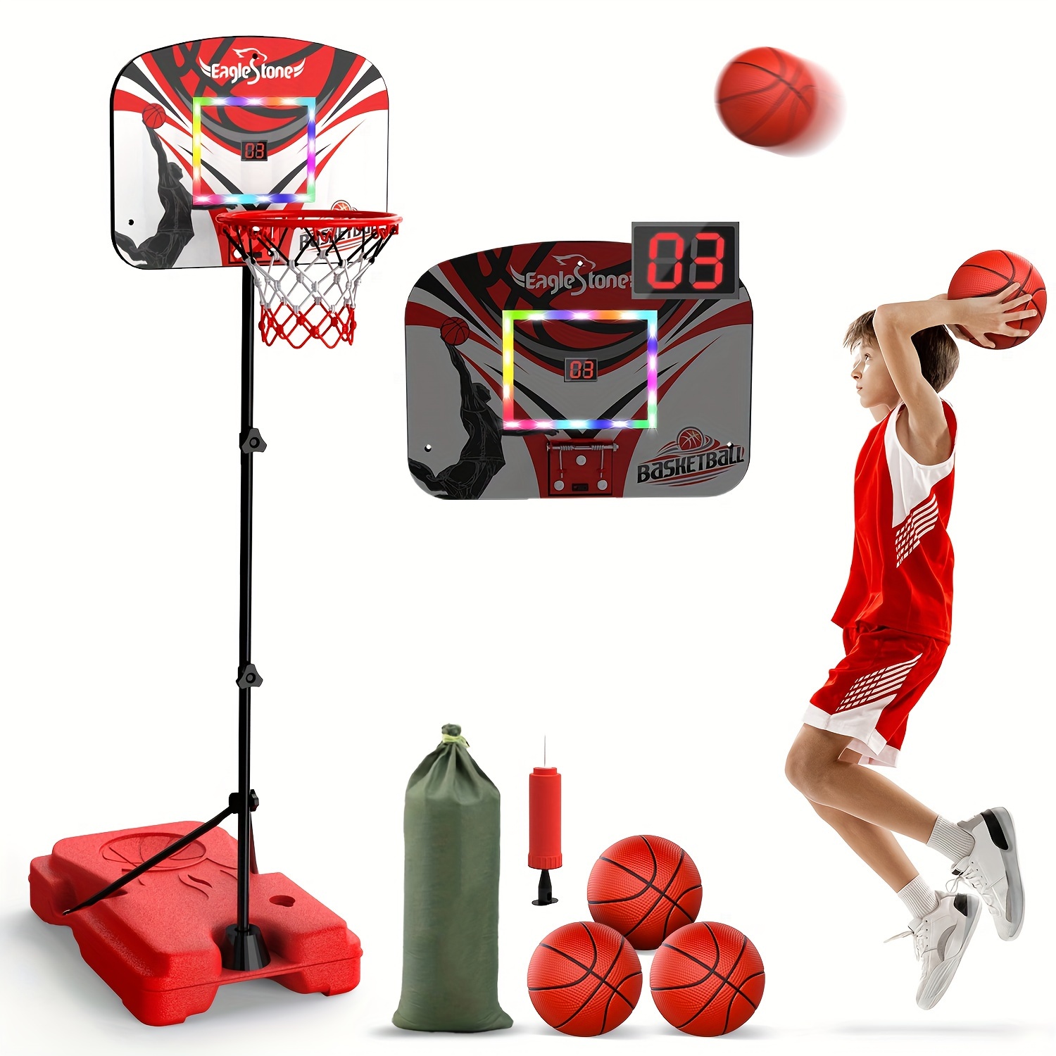 Kids Basketball Hoop Stand Adjustable Height 2.9 outlets ft -6.2 ft Indoor Basketball