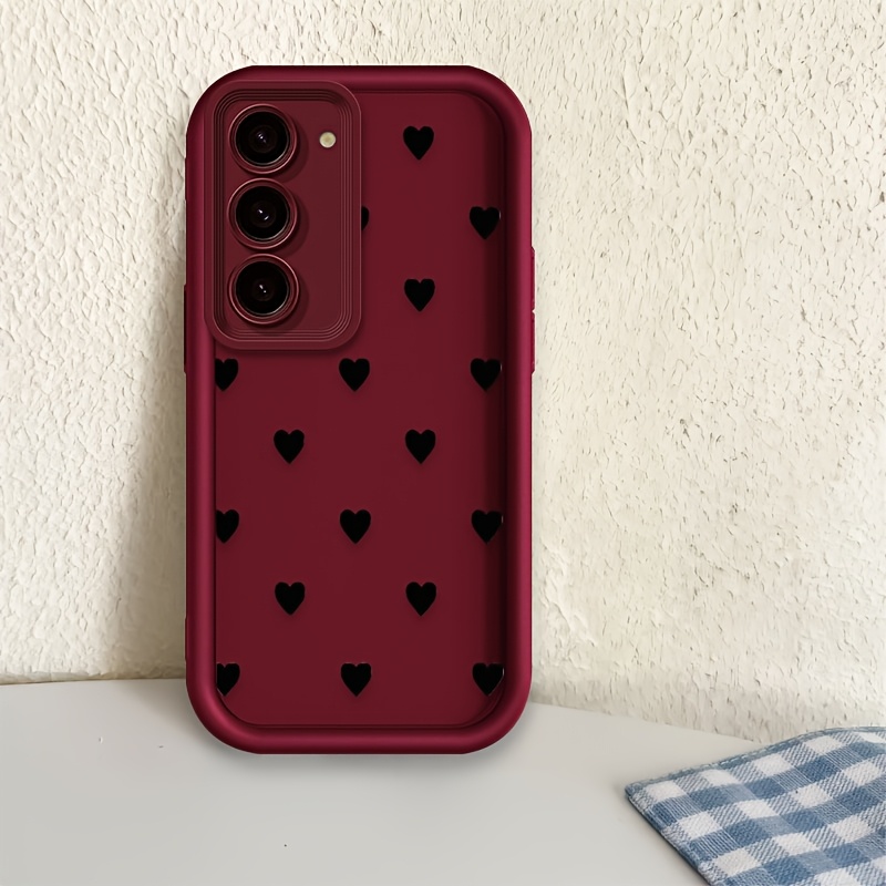 TEMU Phone Case - 1pc Ladder Design Phone Case Suitable For For Galaxy S21 S22 S23 S24 S25 Fe 5g Heart Pattern