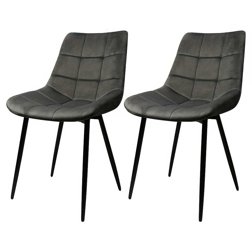 Dining Chair, Set Of 2, Upholstered Chair, Kitchen Chair, Sturdy Metal Legs And Velvet Fabric, Suitable For Kitchen, Office Or Restaurant, Dark Gray