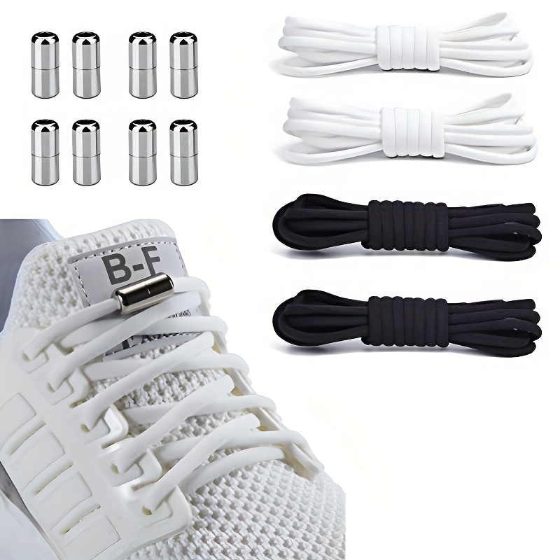 4 Pairs No Tie Elastic Shoe Laces - Shoelaces For Sneakers, Adults And Elderly, Fits All