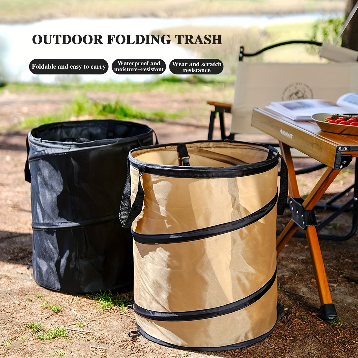 

1pc Pop-up Trash Can, Outdoor Portable Camping Folding Trash Can Camping Trash Can Gardening Garden Garbage Bag Garden Leaf Bucket