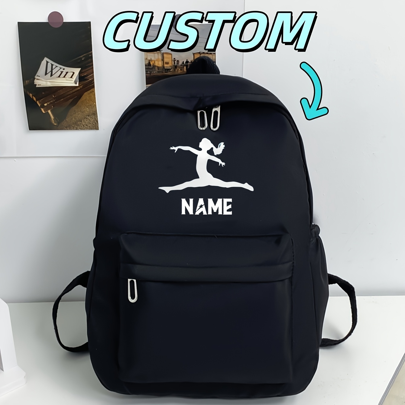 Sac De Ballet Pour Enfants - Sac à Dos Brodé Personnalisé Avec Bandoulière, Modèle Noir Élégant