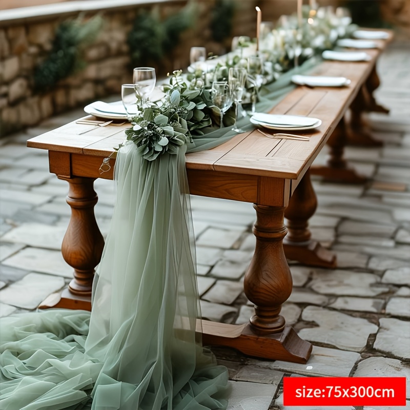 TEMU 1pc, Sage Green Decorative Sheer Fabric, Soft And Tear-resistant, Easy To Cut, Lightweight, Breathable, And Wrinkle-resistant. Suitable For Diy