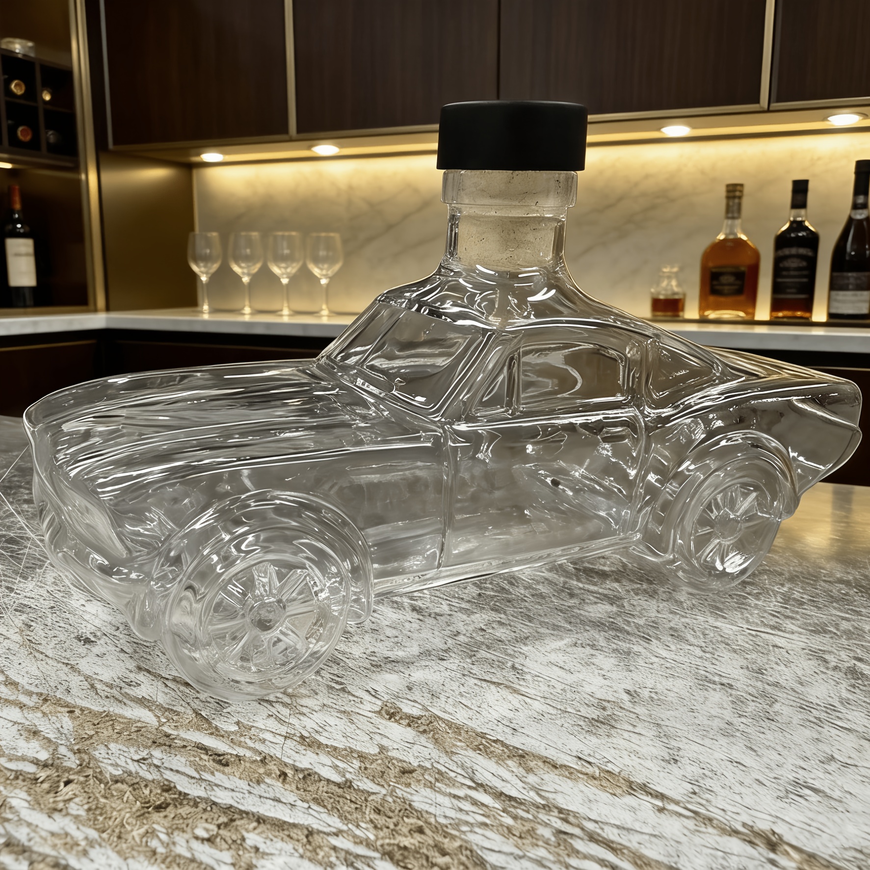 400ml Hand-blown Car-shaped Whiskey Bottle; Car Model Wine ; Fun Transparent Wine ; Whiskey Bottle.