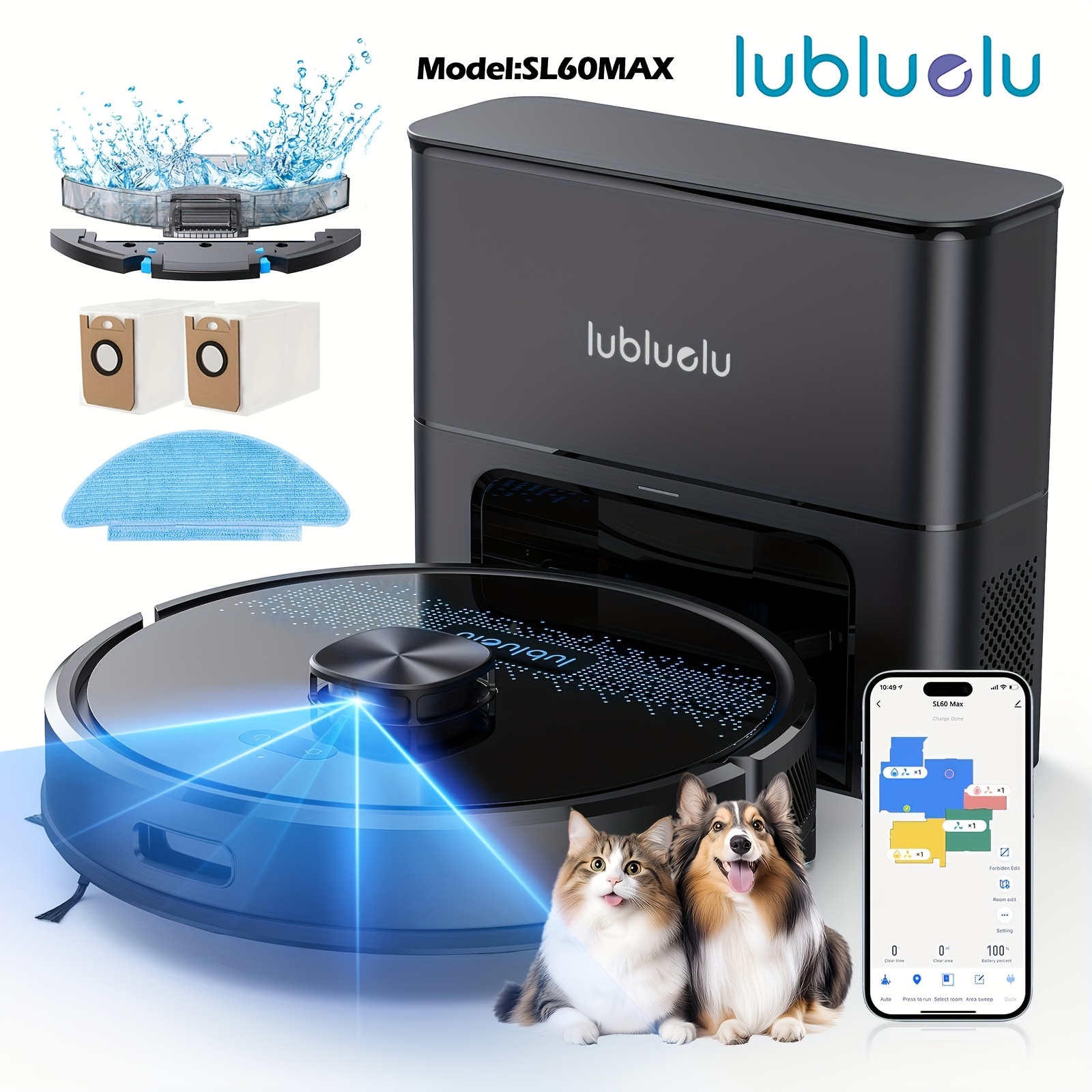 Image of Lubluelu 2025 Newest Robot Vacuum 5000 Pa, With 2.5l Self-emptying Station, 60 Days Cleaning, 3-in-1 Robot Vacuum Cleaner And Mop, Wifi/app, 24 No-go Zones, 5 Editable Mapping Christmas Gifts