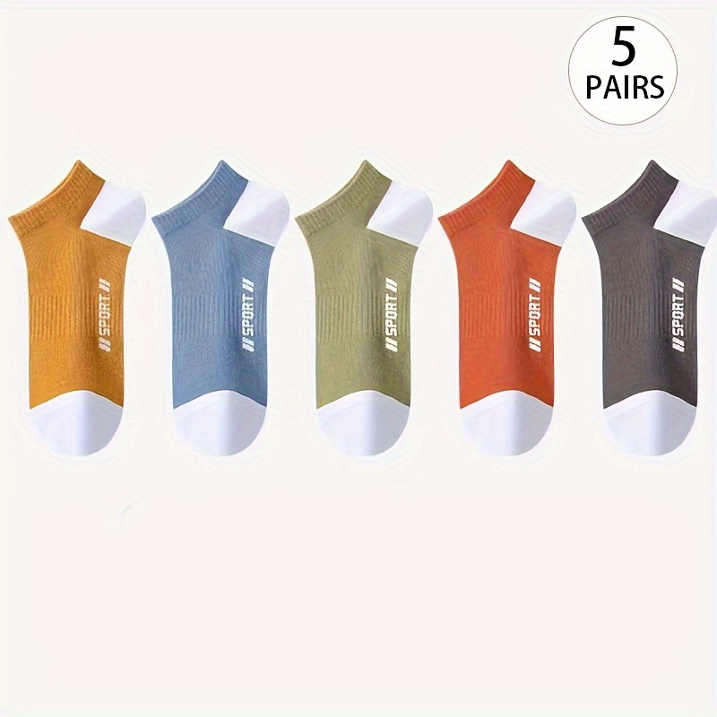 

5 Pairs Of Men's Knitted Fashion Low-cut Socks, Comfy & Breathable Elastic Socks, For Daily Wearing