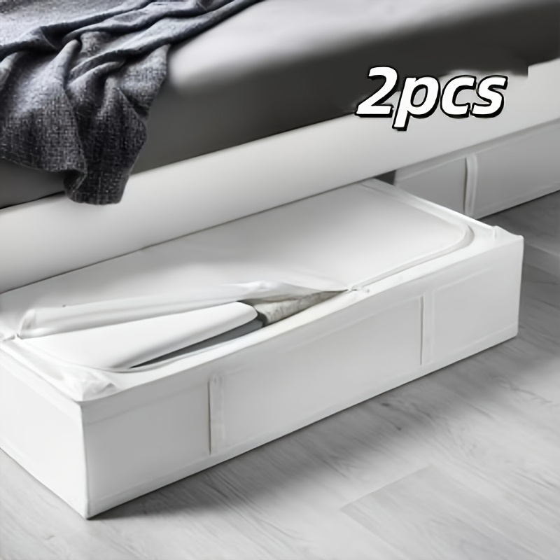 TEMU 2 piezas Cajas de Almacenamiento Plegables Debajo de la Cama con Tapas de Cremallera Selladas y Gran Capacidad, para Organizar
