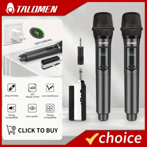 wireless microphone professional dual handheld cordless dynamic with rechargeable receiver 160 ft karaoke microphone set for wedding dj party speech church k60 2