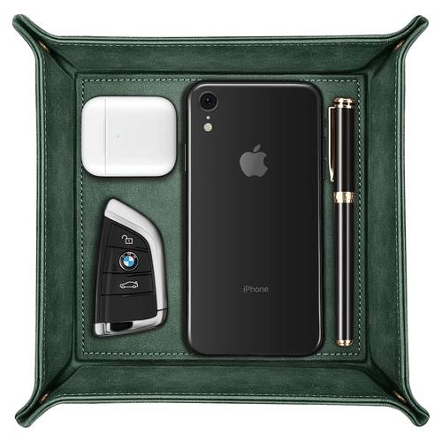 valet tray desktop organizer storage rack premium pu leather catcher tray for bedside vanity nightstand tray holder suitable for remote controls keys phones wallets jewelry non food contact