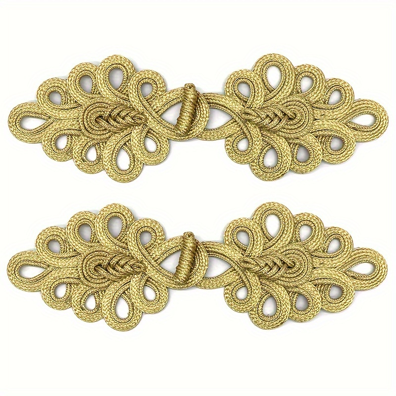 Image of 2-pack Extra Large Chinese Knot Frog Buttons Traditional Embroidery Frog Fastener Cheongsam Frog Closure Sewing Fasteners For Handcraft Clothing Additions