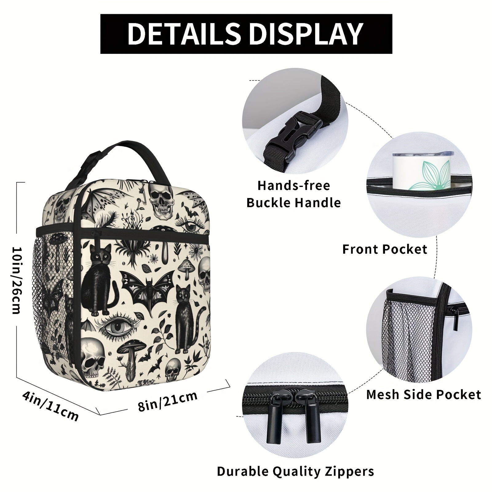 Totenkopf-Lunchtasche – Wiederverwendbar, Isoliert, Für Schule, Arbeit & Picknick