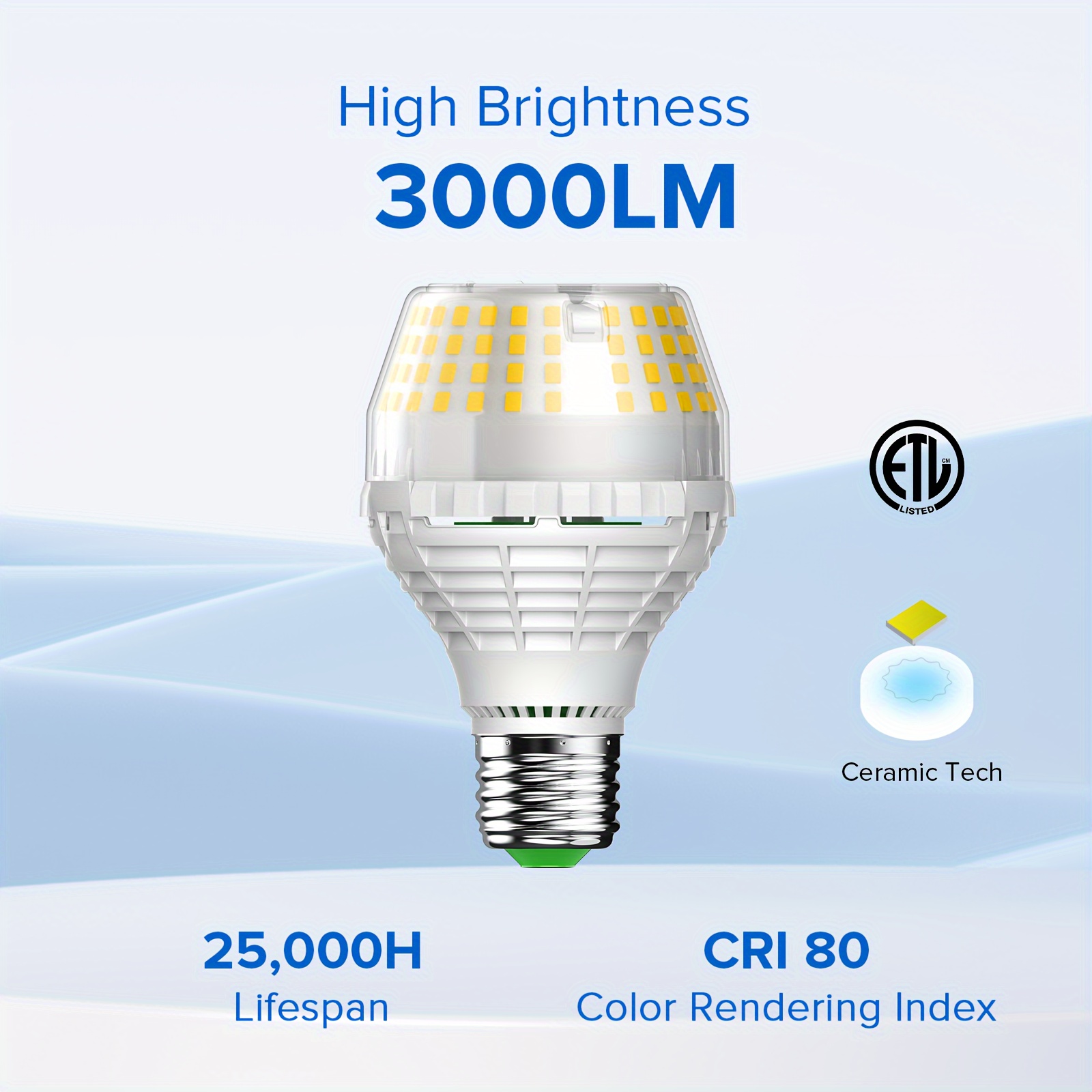 

Sansi 3000 A19 Led Light Bulb - High 250w , 20w Bulb Non-dimmable, Safe 25000h , E26 Base, 270° Beam Angle, Home Office