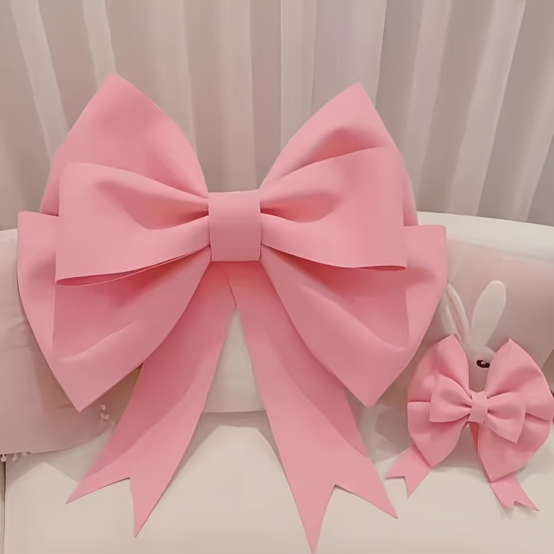 

Pink Large Paper Bow Decoration - For Wedding, Bridal Shower, Birthday, Valentine's Day - No Electricity Required, Featherless, Home & Party Wall Decor Accessory