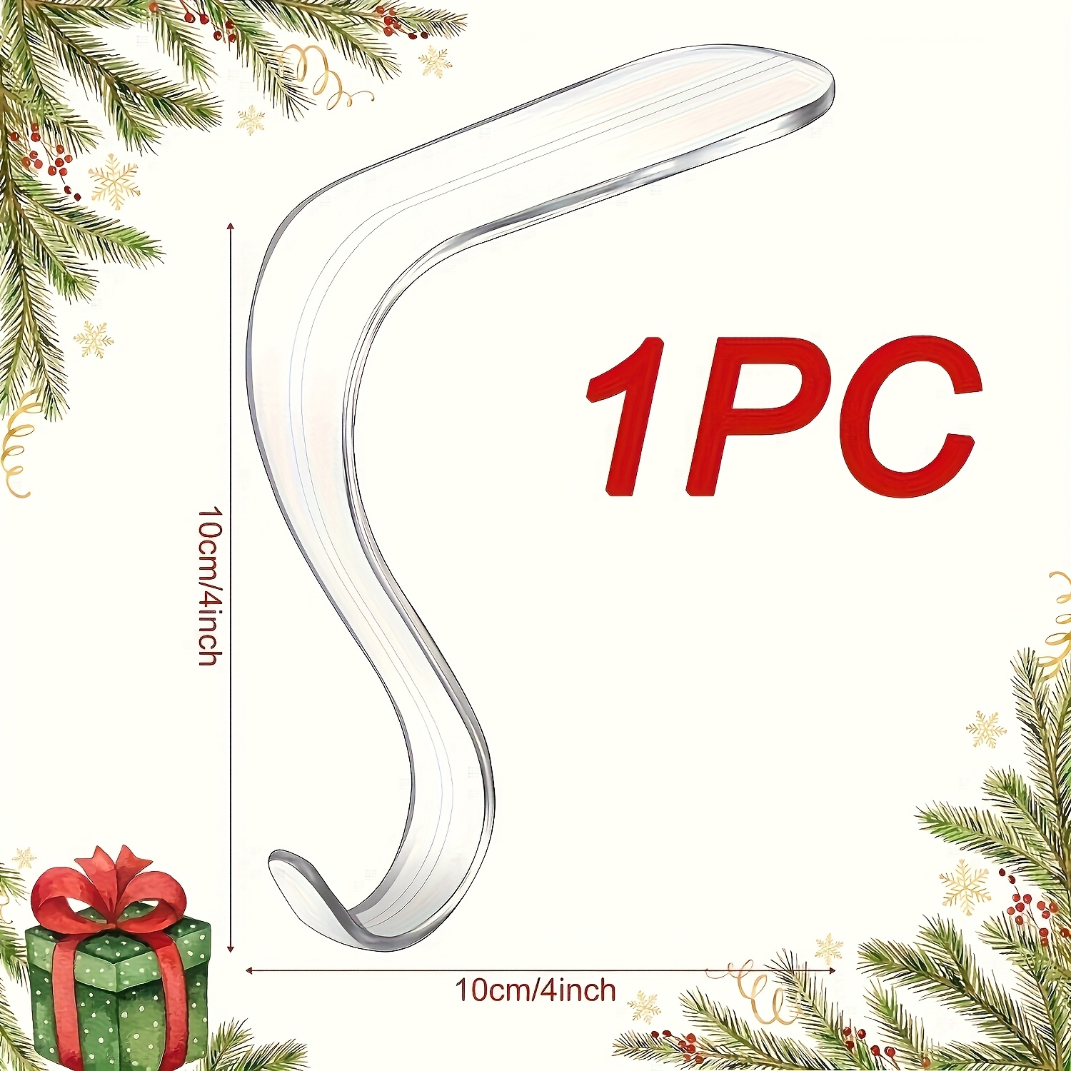 Image of Multi-functional Holiday Wreath Clip Non-slip Hook, Christmas Stocking Holder Acrylic Long Tube Tent Hook, Non-slip Fireplace Hanging Christmas Stocking, Christmas Gift Party Decoration Halloween
