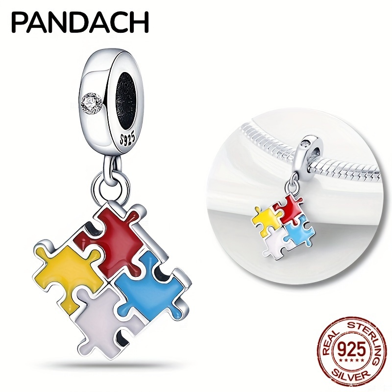 

Best Gift For Friends! 100% 925 Sterling Silver Sparkling Puzzle Piece Dangle Charm Perfect For Diy Jewelry Making