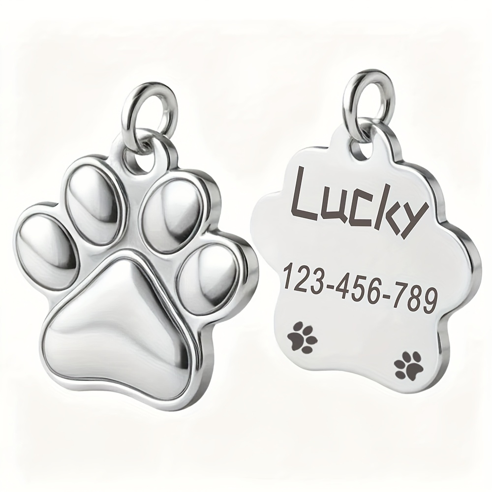 TEMU Customized Id Tags For Cats And Dogs, Personalized Name Pendants For Medium To Large Pets, Collar Tags, And Paw Additions, A Gift For Your Pet,