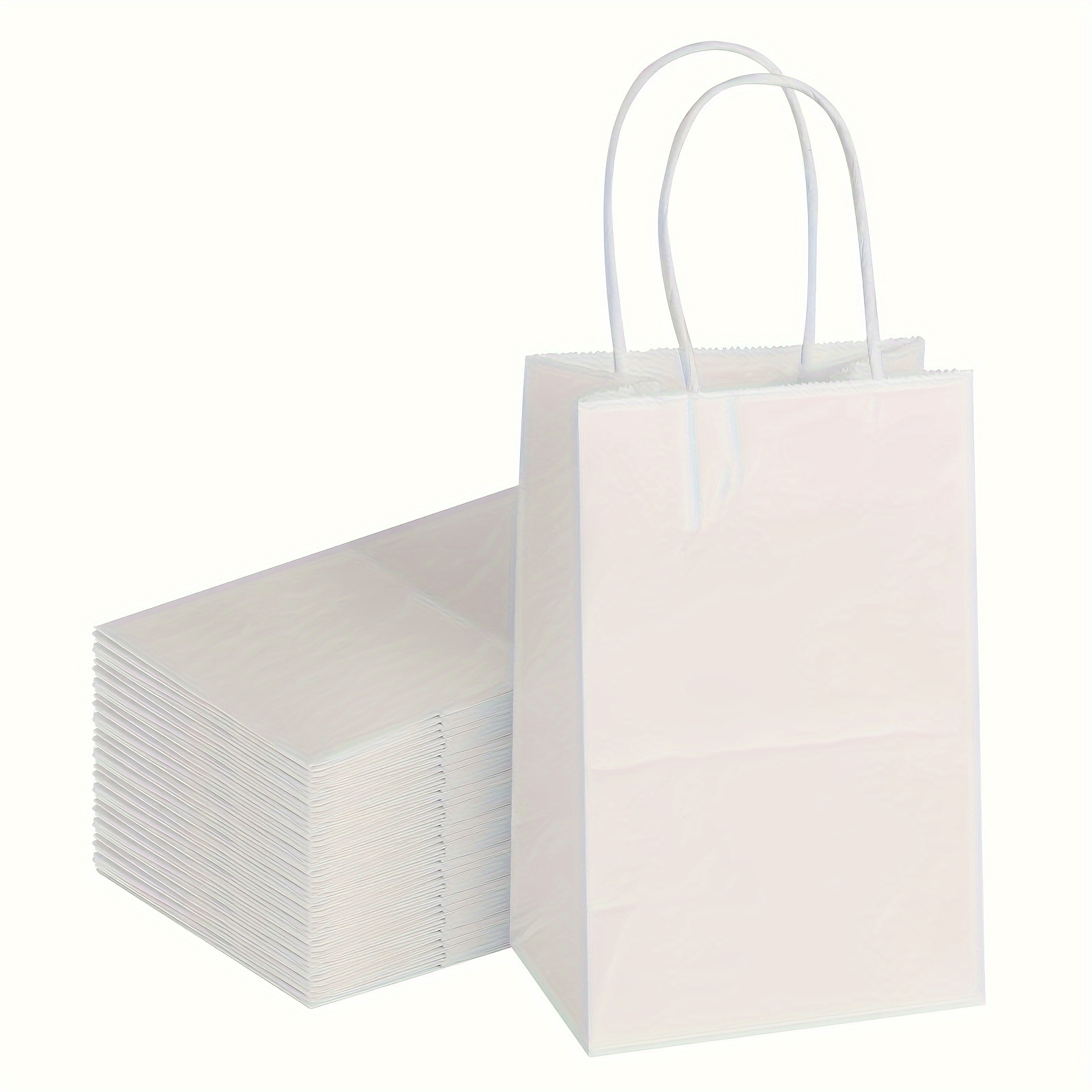 

Value Pack 50pcs White Small Gift Bags Bulk, 5.2x3.5x8 Inches, Paper Gift Bags With Handles, Paper Shopping Bags, Retail Bags, Bags, Party Favor Bags, Gift Bags