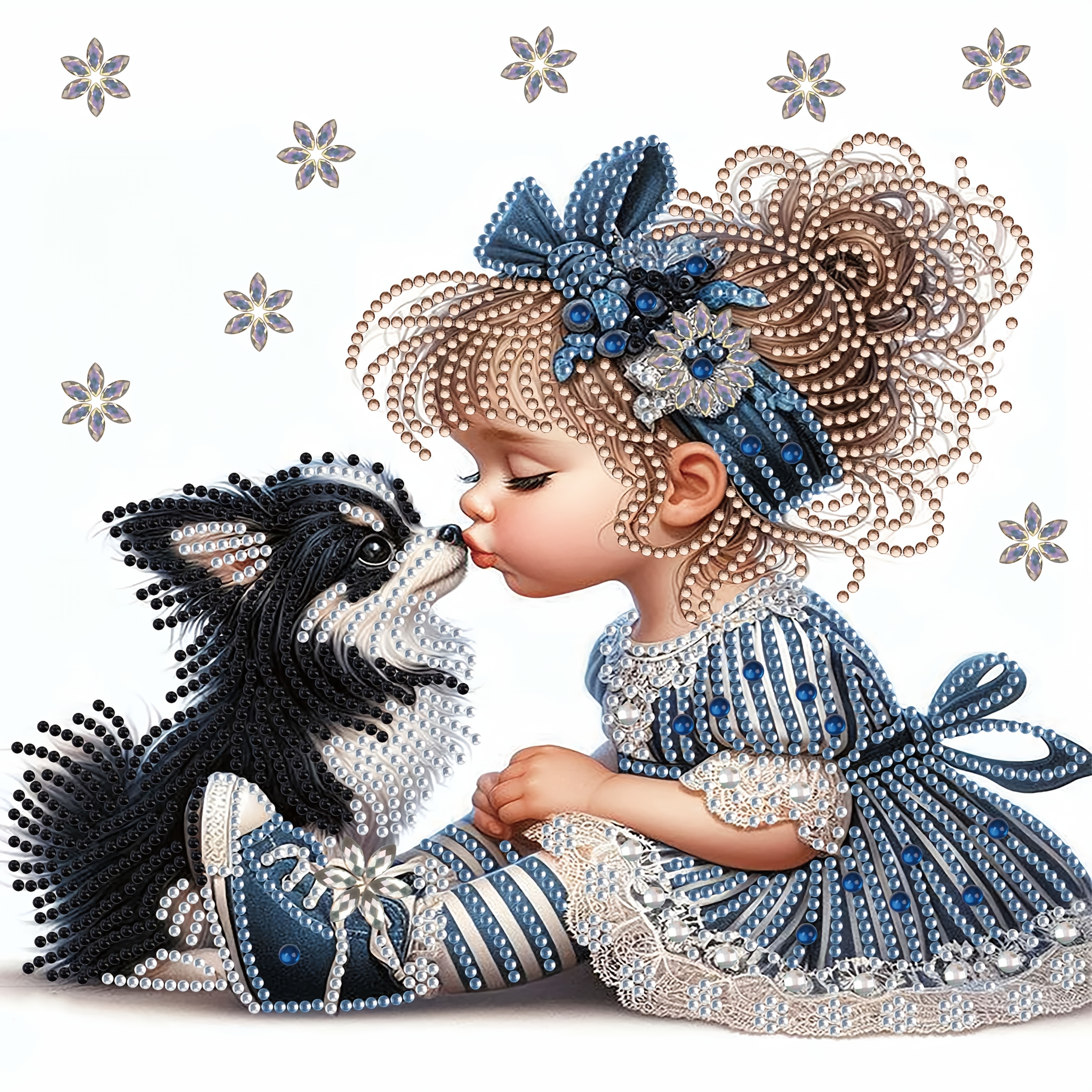 

Girl And Dog Diamond Painting Kit - Diy Craft With Unique Crystal Rhinestones, Dress And Floral Patterns, Canvas Wall Art