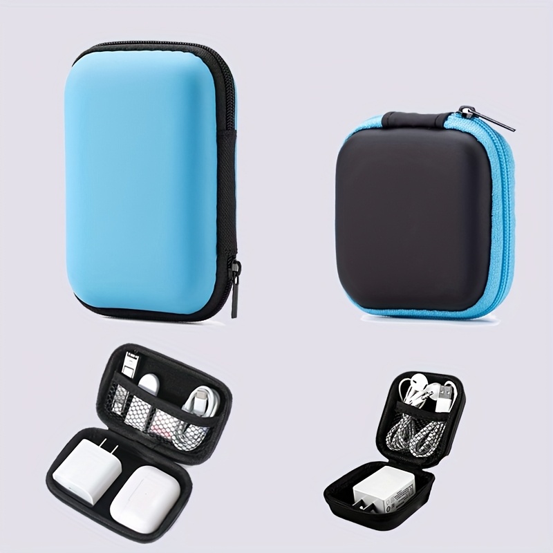 2pcs multi color zippered pouches with organizer trays lightweight portable case for earphones   data cables keys   jewelry durable eva material accessory storage zippered pouches zippered organizer cable organizer storage