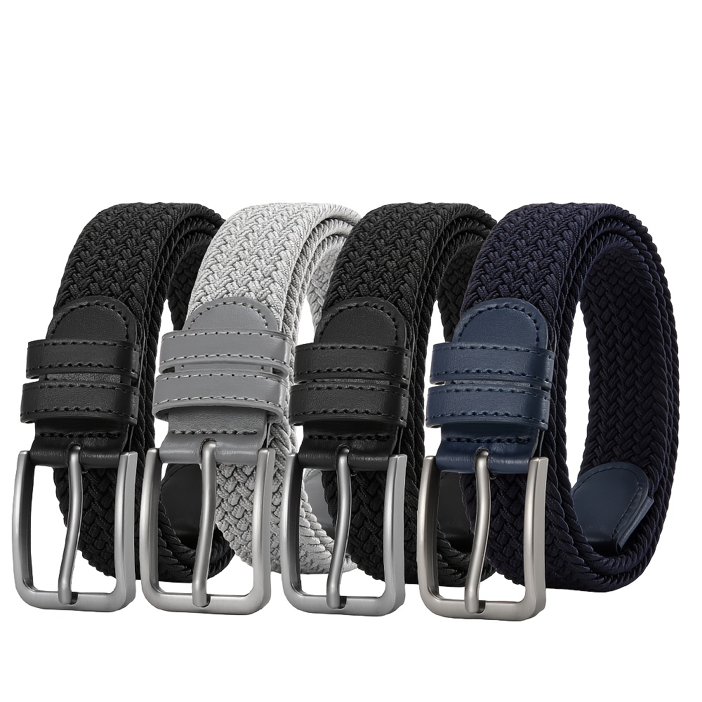 4pcs braided stretch belt men women elastic woven belt - Temu display picture 1