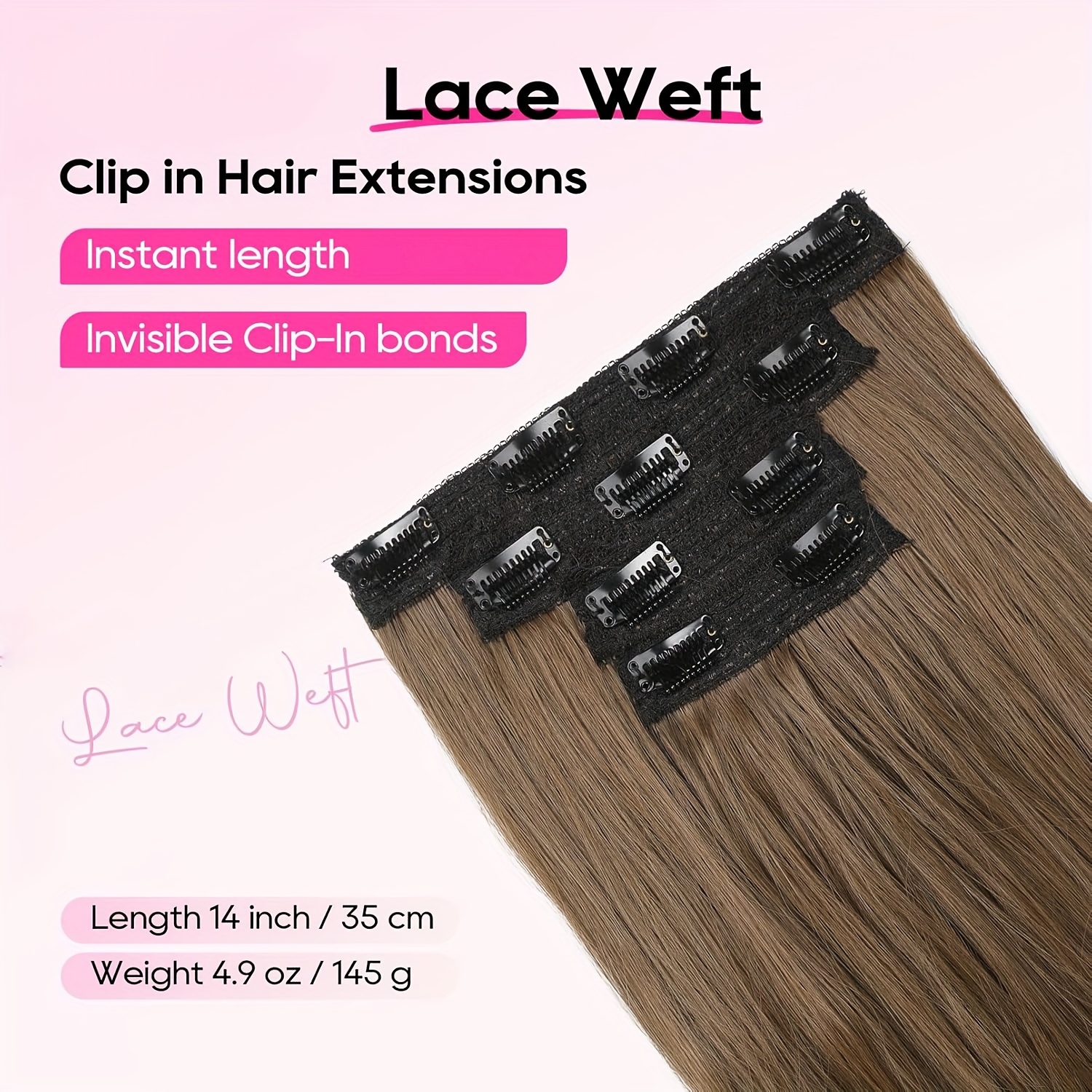 4pcs   clip in short beach wavy hair extensions invisible lace weft   hairpieces for women 14 heat resistant synthetic hair   style for everyday special occasions versatile hairpiece soft texture hairpiece details 5