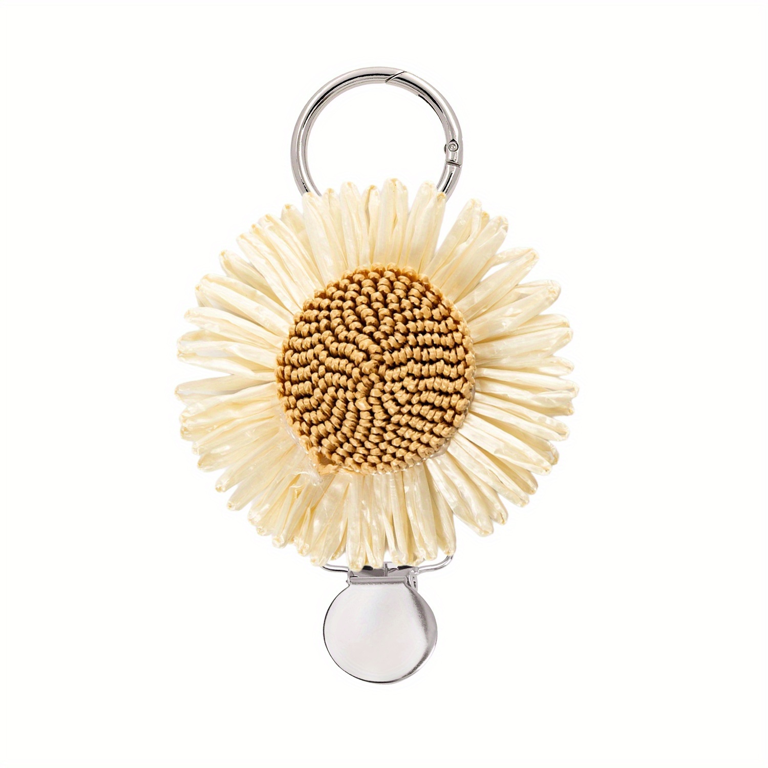 Image of Sturdy Bohemian Style Sunflower Hat Clip For Traveling - Versatile Straw Summer Hat Holder, Ideal For Outdoor Bags And Suitcases, Travel Holiday Item, Beach Tote | Stylish Travel Clip
