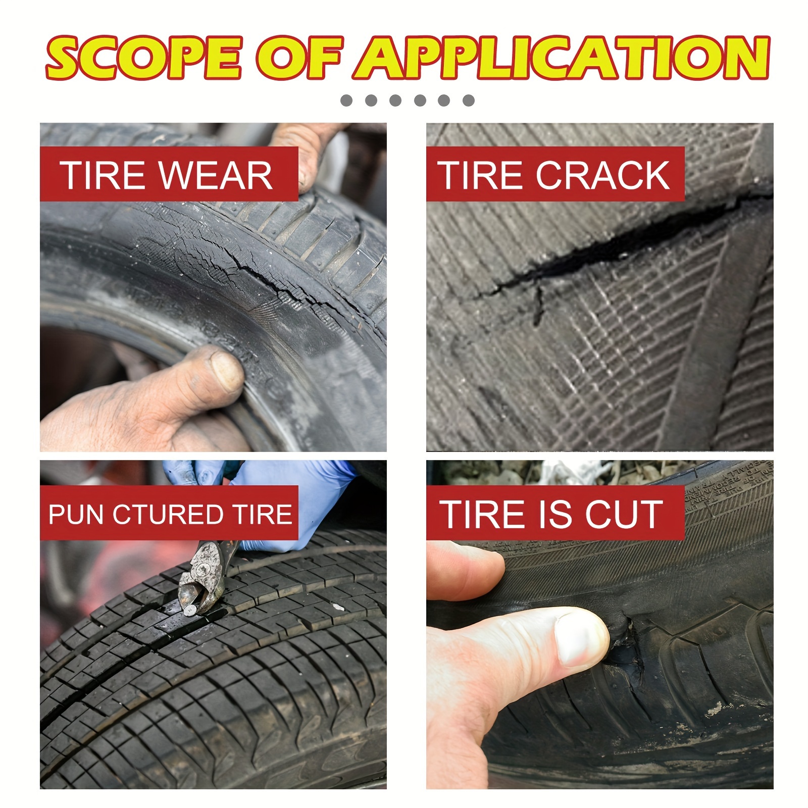 Heavy-Duty Tire Repair Paste, Non-corrosive for Cuts Puncture  Damage, Flexible Filler for Truck Car Tires, Waterproof