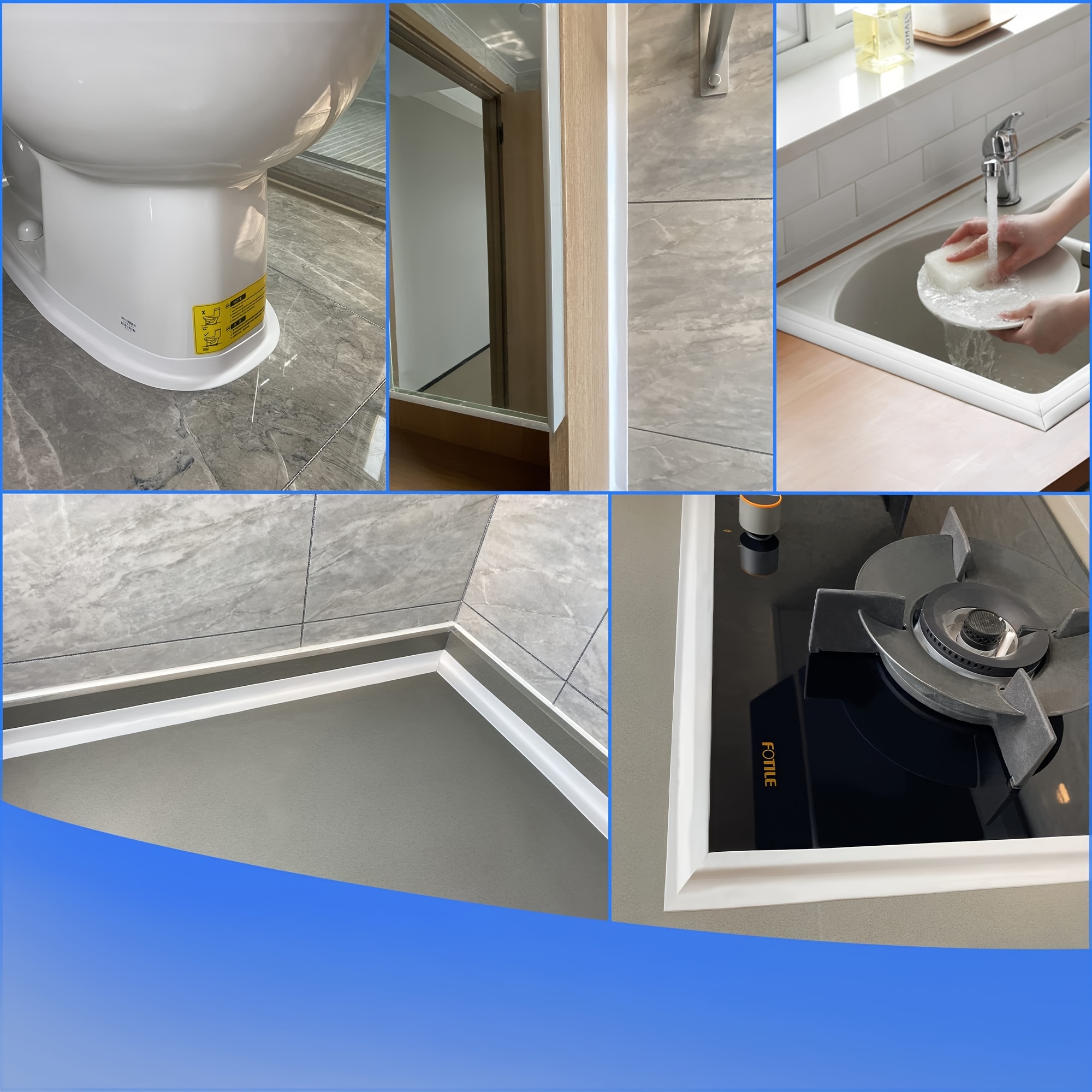 4 rolls caulk tape long lasting self   waterproof strips for bathroom kitchen mold resistant caulking tape instant application no tools needed peel and stick details 4
