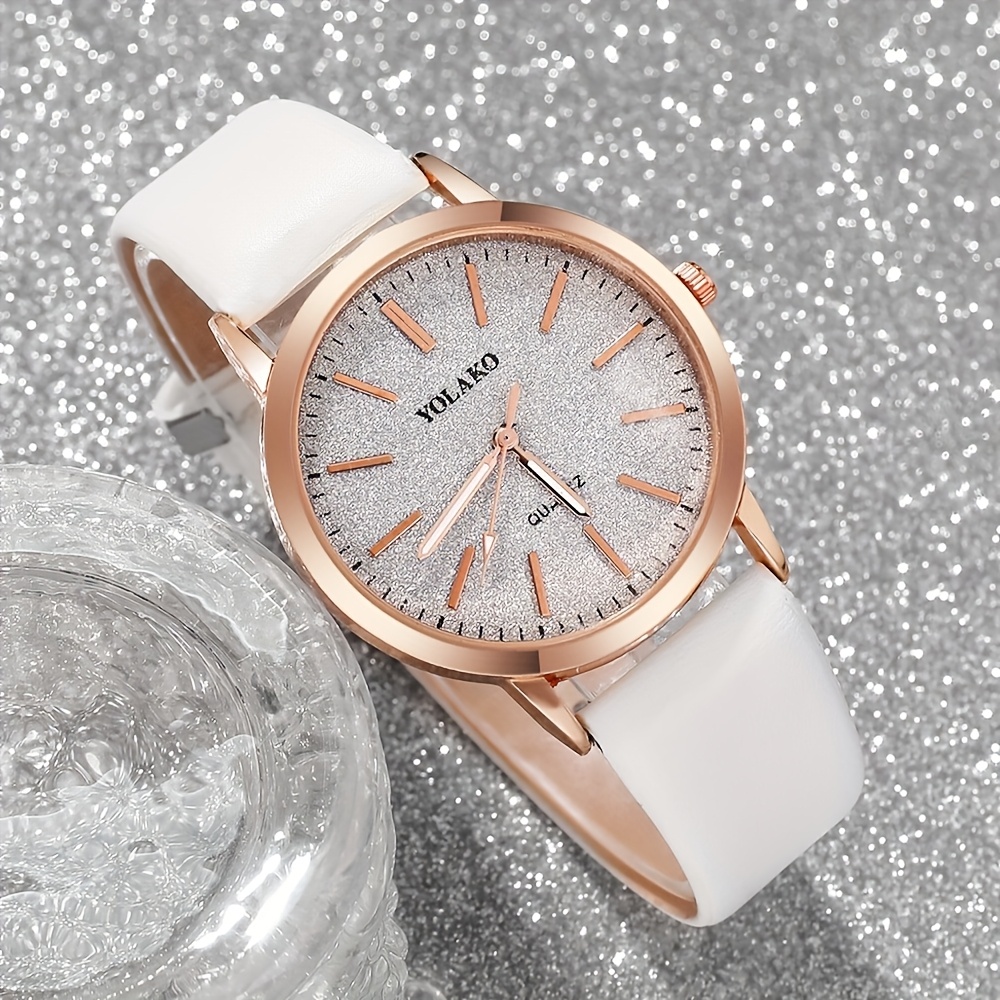 5pcs/1pc New Fashionable and Elegant Women'S Round Quartz Watch + Fashionable Accessory Set for Valentine'S Day, Easter, Ramadan, Birthday, Christmas, Gift for Friends and Family, Eid Al-Adha