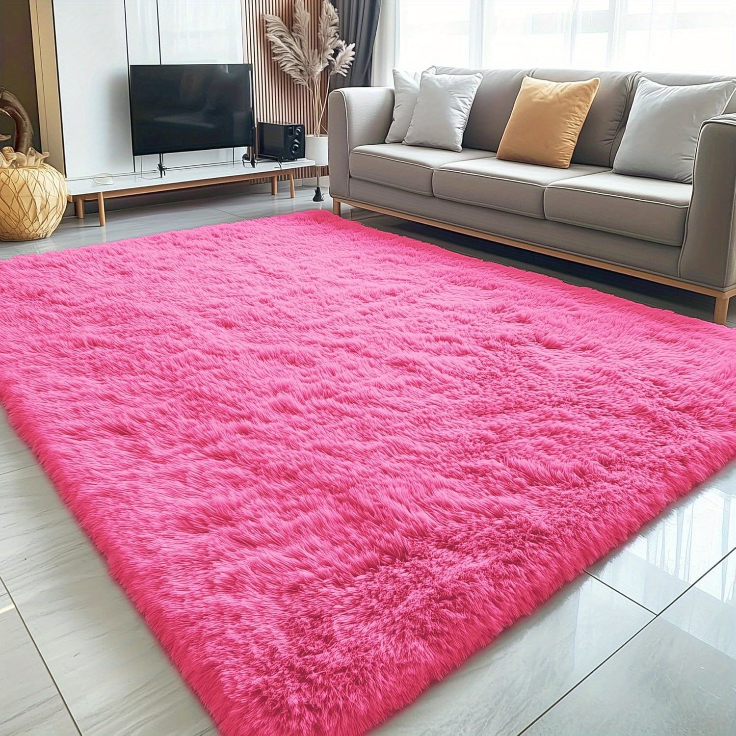 TEMU Tapis de chambre 1 pièce en peluche pâle, antidérapant et facile à nettoyer. Doux et confortable avec un poils de 700 g/m², convient à plusieurs