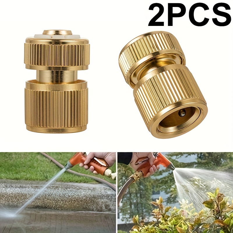 

2pcs 1/2" Brass Quick Connect Hose Adapter - Fit For Garden Watering, Metal