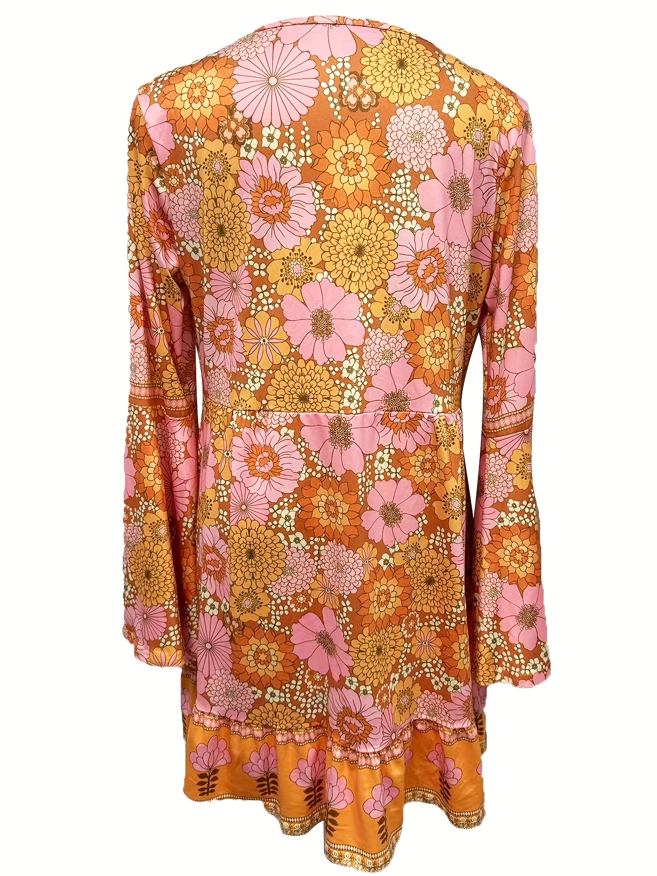 chinese dress ladies 70s Floral Babydoll Mini Dress
