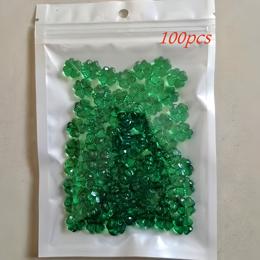 100pcs & Mixed Color Clover Acrylic Beads - Transparent, Pre-drilled For Easy Making, Perfect Craft Accessories For