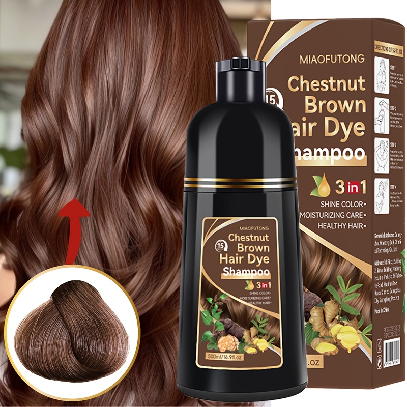 TEMU [ Instant Coverage ] 3-in-1 Hair Dyeing Shampoo-semi Permanent, : , Polygonum Multiflorum, And Moroccan Oil, Herbs, Shampoo+hair Dyeing-quickly