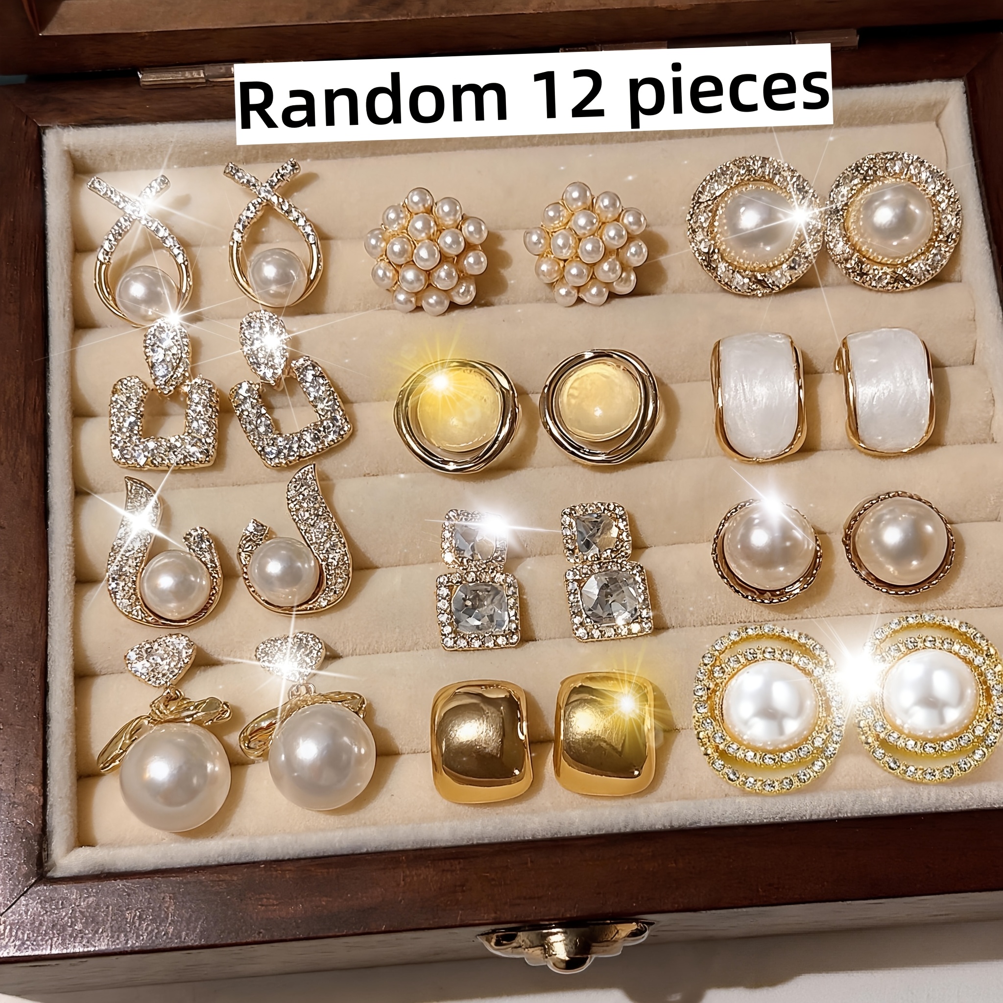 TEMU Random 12/24pcs Set Of Elegant And Luxurious Bohemian-style Chunky Earrings With A , Suitable For Wearing To Parties Or , And A Holiday Gift For