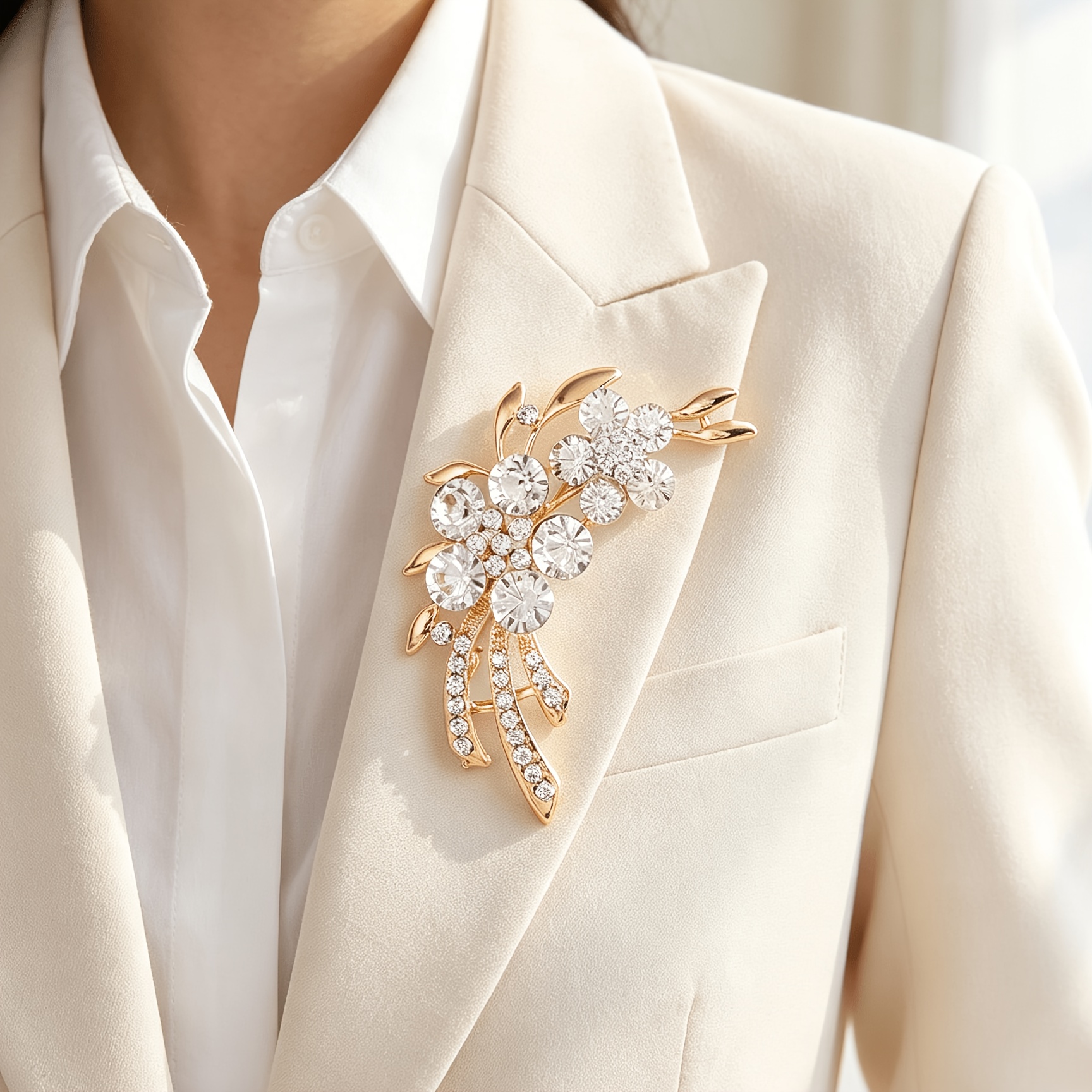 TEMU 1 pièce Broche Florale Dorée pour Événements Formels et Usage - Épingle à Fleur de Irrégulière, Accessoire Élégant pour Dame, Cadeau pour
