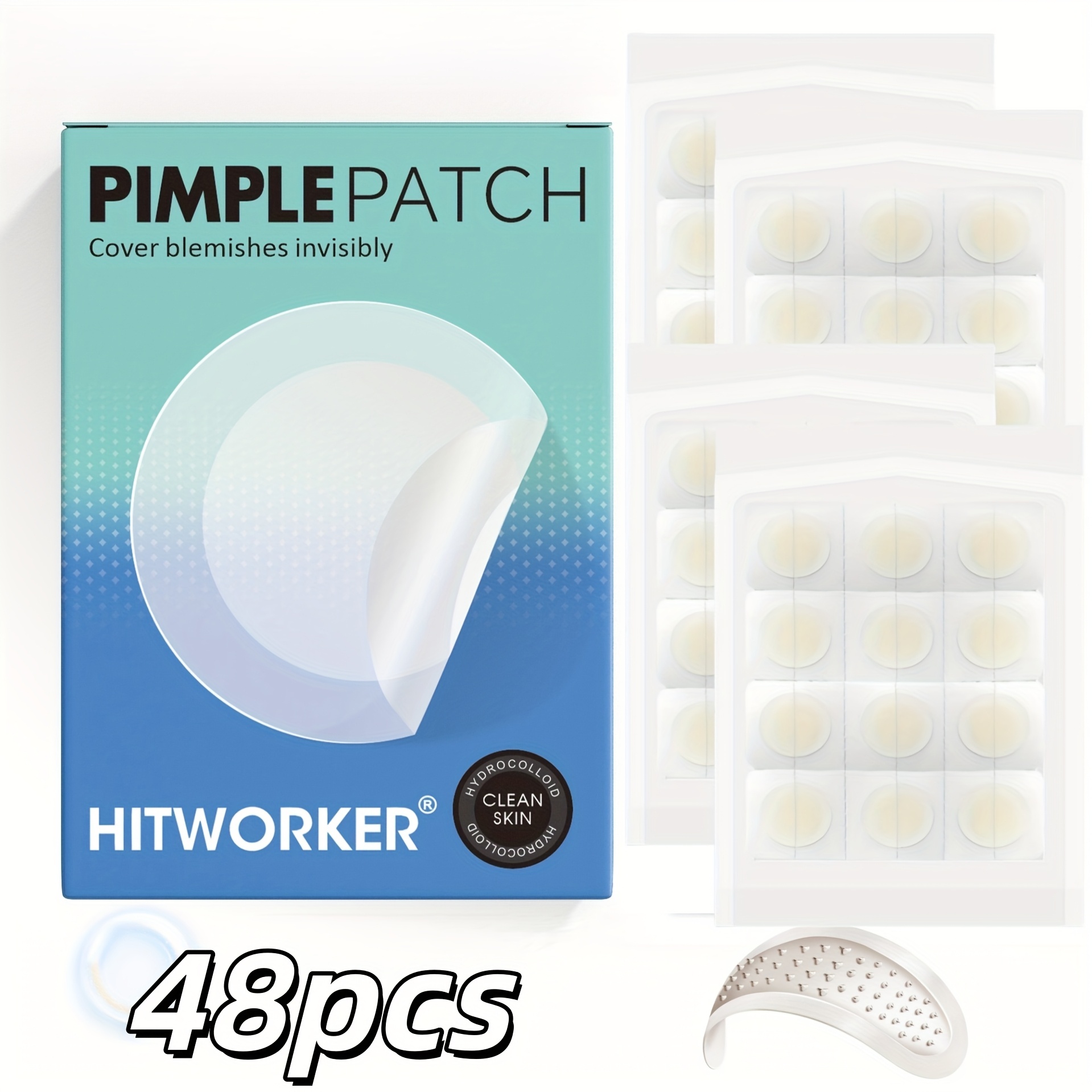 Image of Hydrocolloid Patches With Pressed Edges (12/48 Patches) | Individually Packaged In Dust-free Paper-plastic Bags. Cleanses Facial Pores, Adheres Well Without Lifting Edges, Provides , , Contains .