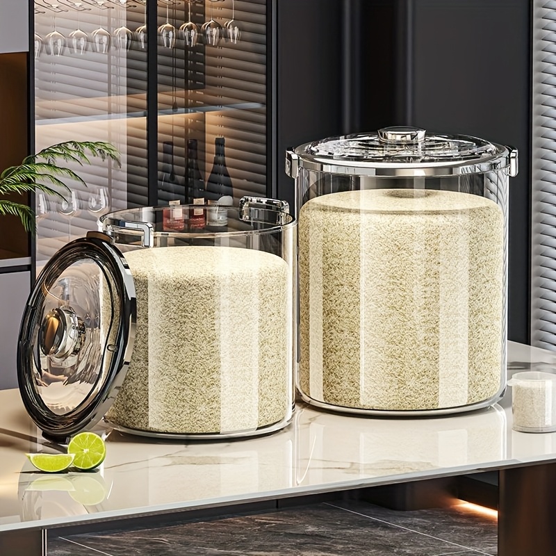 airtight food storage container 3 sizes 15kg 10kg 5kg transparent rice bucket with locking lid moisture proof anti insect for kitchen pantry organization it can   be used as a pet food storage box Product details 0
