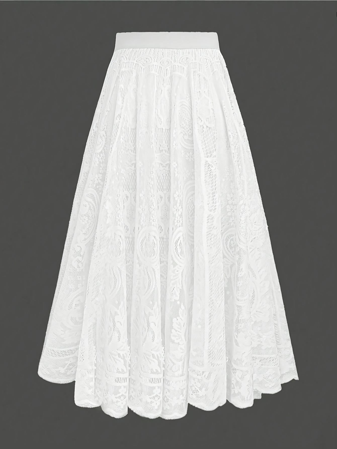 womens fashion elegant contrast lace skirt elastic waistband