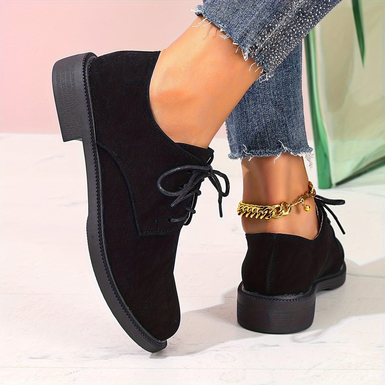 TEMU Casual Elegant Lace-up Women's Shoes, Fashionable Versatile Temperament Women's Shoes, Women Shoes
