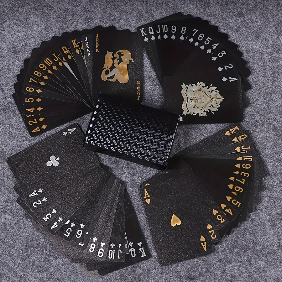 [Waterproof Poker] 1pc Waterproof Black Gold Foil Playing Cards | Durable Plastic Tabletop Game Poker Set