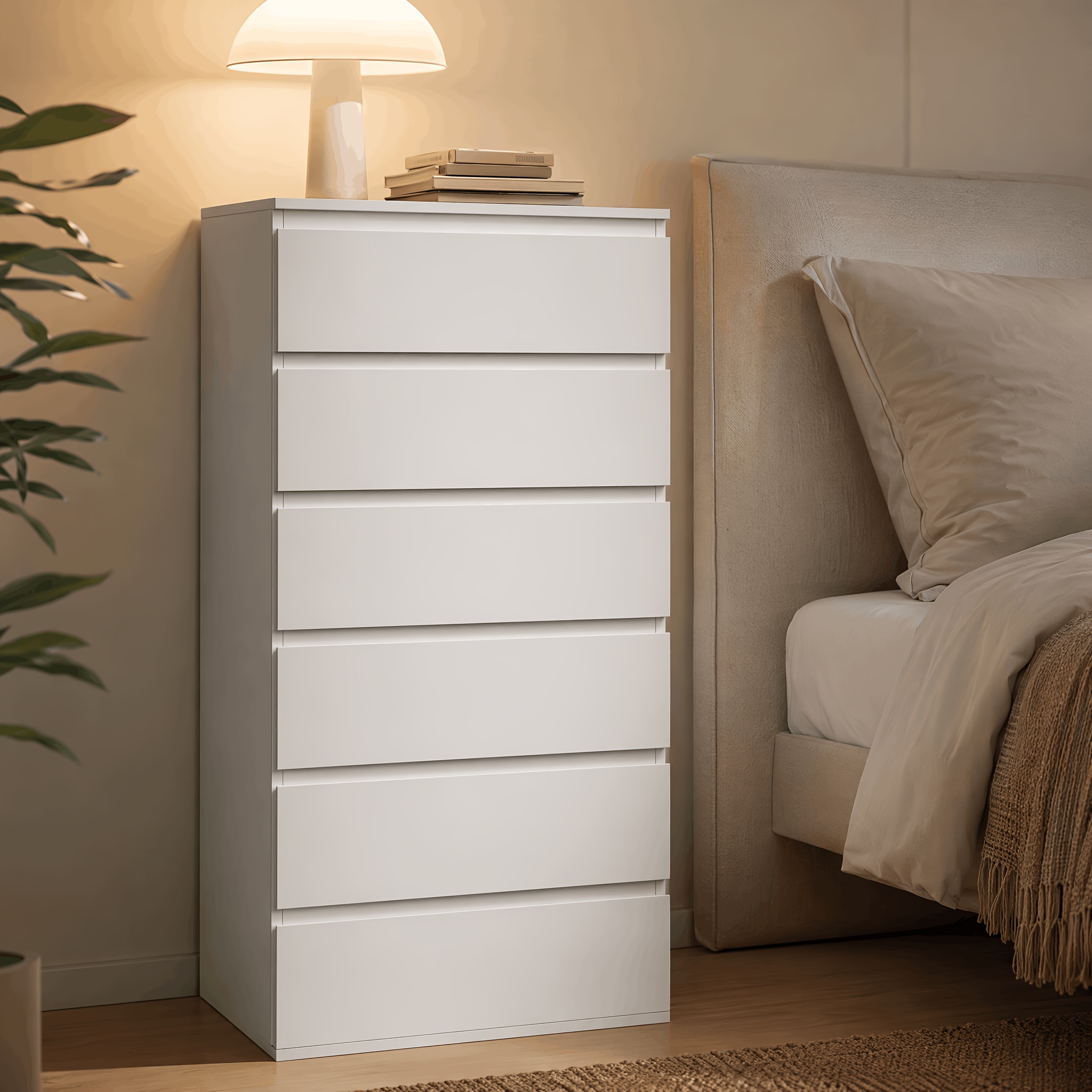 E-shop Kealive Moderne hohe Kommode mit 6 Schubladen bodenhohem Schrank – Holz, geeignet für Schlafzimmer, Wohnzimmer, Flur, platzsparender Turmschrank