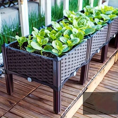 flower bed raised planting box with drainage plug suitable for growing vegetables herbs and flowers suitable for indoor and outdoor planting