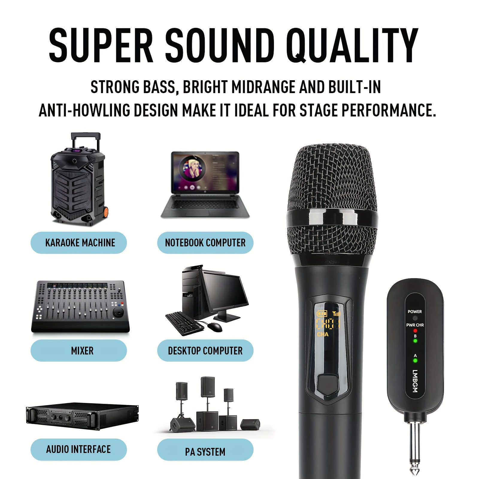 W 3 Wireless Microphones Dual Uhf Dynamic Microphone Temu United