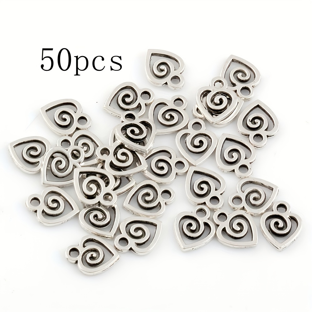 50pcs Swirl Heart Charms - Alloy Pendants For Making, Craft Supplies By Organza Bag, Creative, , Organza Bag