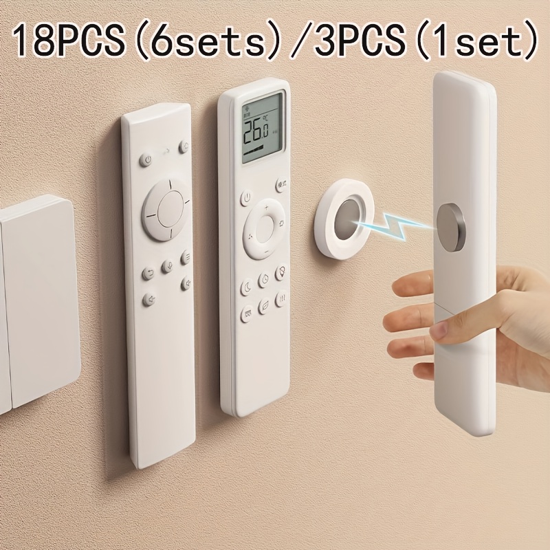 30pcs 10 sets 18pcs 6 sets 3pcs 1 set magnetic remote control holder suitable for tv and air conditioner remotes no drilling required   and space saving no drill   magnetic hook wall mount