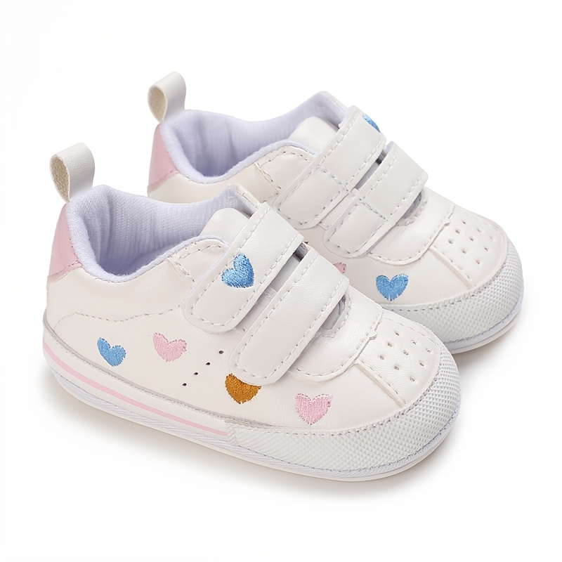 TEMU Newborn Baby Shoes Anti Slip Rubber Sole Sneakers Star Pattern Pu Shoes Heart Pattern Boy Baby Shoes Girls Baby Shoes